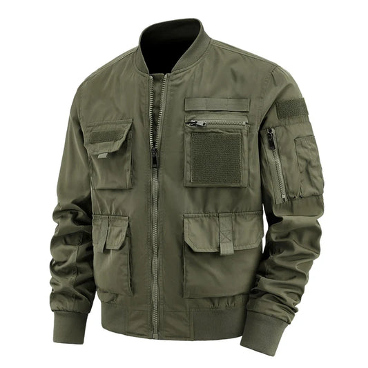 Spring And Autumn New Men's Jacket Solid Color Multi-Pocket Zipper Jacket Fashion Simple Casual Versatile Mening's Clothing