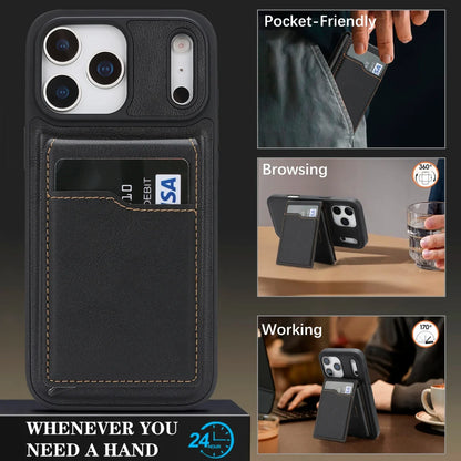 Magnetic Wallet Phone Case for iPhone 13 14 15 16 17 Pro Max, Wireless Charging Foldable Stand, Card Holder Protective Cover
