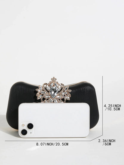 Luxury Rhinestone Evening Bag For Carnaval, Shiny Wedding Dress Purses,  Glamorous,Elegant,Exquisite Small Rhinestone Decor Boxy