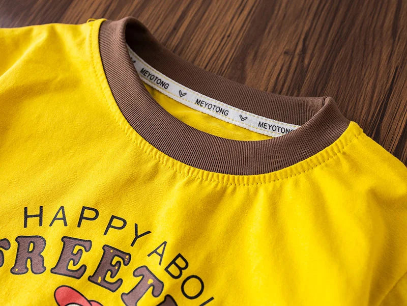 Children Clothing Baby Boys Girls Cartoon Duck T Shirt Denim Overalls 2Pcs/sets Kids Infant Casual Clothes Toddler Fashion Wear