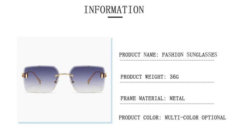 2025 Rimless Sunglasses Women Trendy Vintage Square Fashion Glasses Sunscreen Lentes De Sol Mujer Lunette Soleil Femme Zonnebril