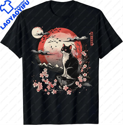 Kawaii Cat Anime Japanese Retro Men Women Kids Funny Cat T-Shirt  Graphic T Shirts  Y2k Top  Shirts for Women  Camisetas