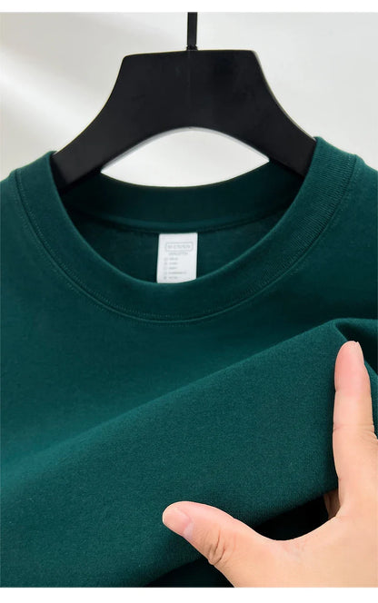 High quality 100% cotton short sleeve men's T-shirt summer round neck loose casual solid color plus size breathable top women