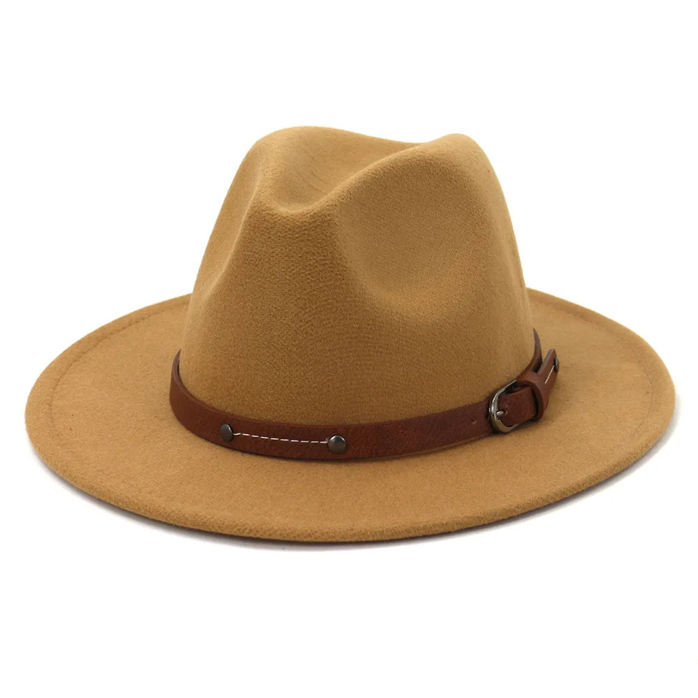 Fedoras Winter Hat For Women 59-61CM Men Panama Felted Jazz Hats New Trilby Church Cap sombreros de mujer