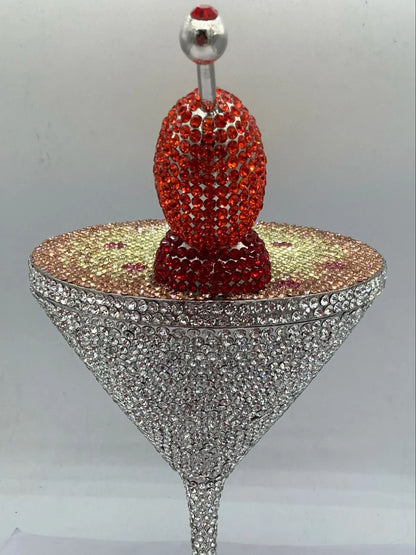 Cherry Martini Gold Rhinestone Evening Cocktail Party Handbag Women Luxury Bling Crystals Wedding Bridal Clutch Purses