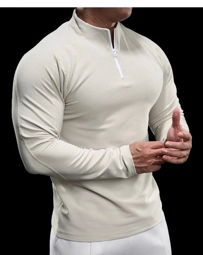 Autumn Sports Fitness Top Men Running Training Long-sleeved T-shirts Sweaters Stand-up Collar Quick-drying Breathable Clothes
