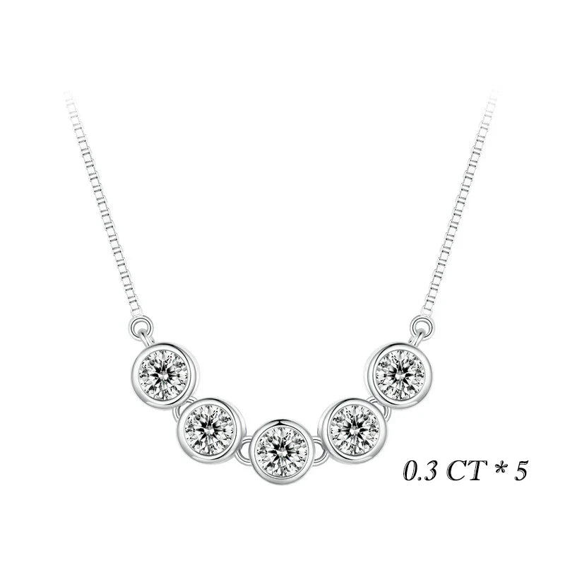 1CT Bezel Moissanite Pendant Necklace D color VVS1 Lab Diamond for Women 925 Sterling Silver Wedding Minimalist Jewelry