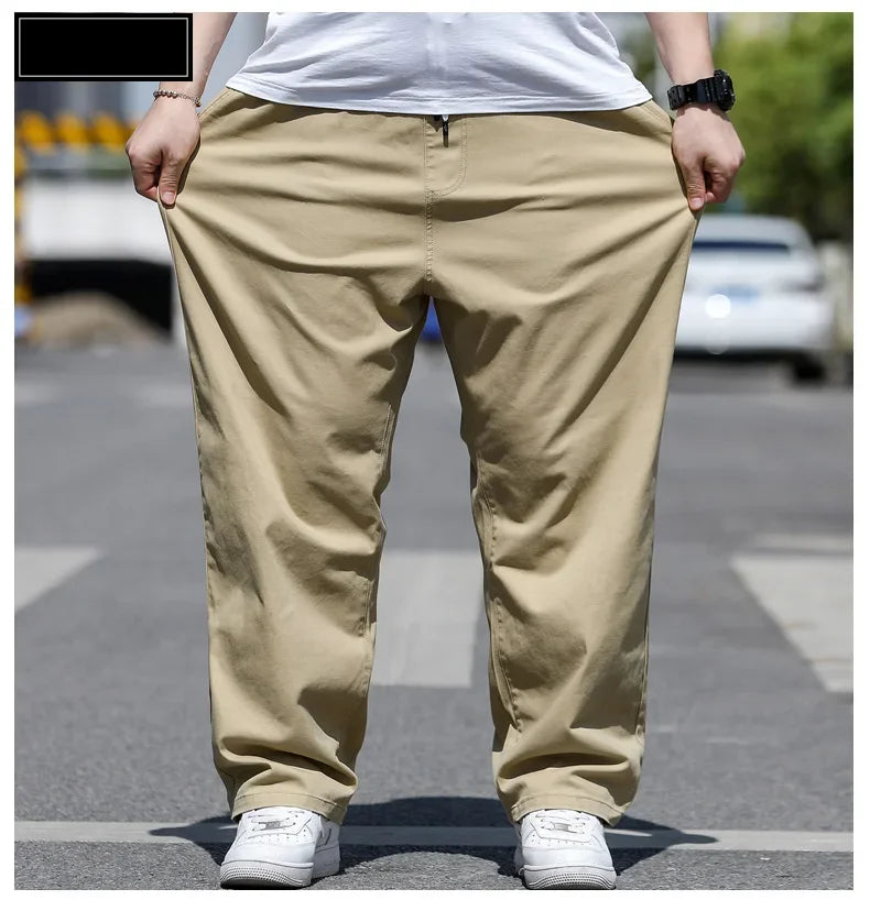 Men's Summer Workwear Pants Plus Size Loose Straight Leg Casual Trousers XL-8XL Big and Tall Large Summer Pants Asian Size