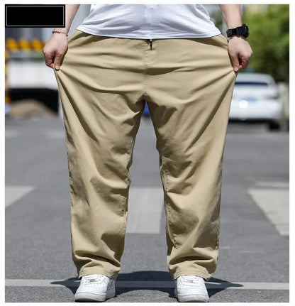 Men's Summer Workwear Pants Plus Size Loose Straight Leg Casual Trousers XL-8XL Big and Tall Large Summer Pants Asian Size