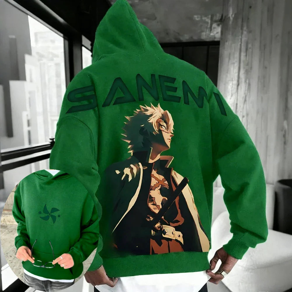 Demon Slayer: Kimetsu no Yaiba Men Hoodie Sweatshirt Sanemi Shinazugawa Anime Spring Autumn Boy Long-sleeved Parent-child Outfit