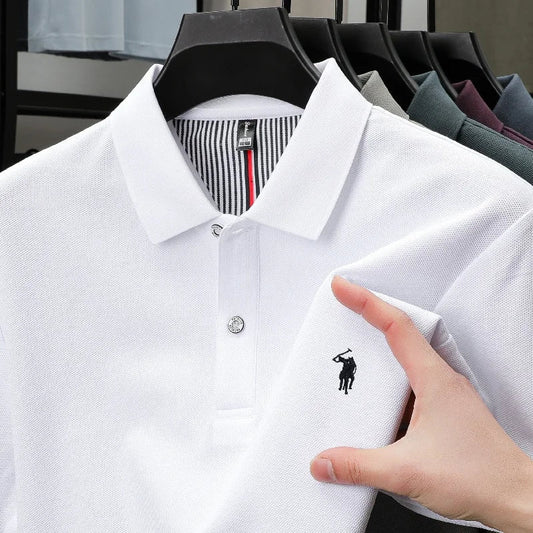 100%cotton luxury men's classic pony embroidery comfortable polo shirt fashionable summer new top breathable short sleeved shirt