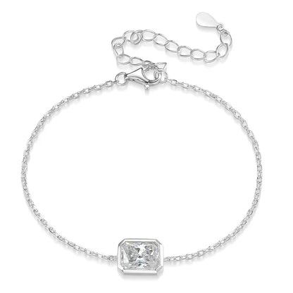 1/2CT Emerald Radiant Cut Moissanite Bracelets for Women Men Adjustable 15-20cm Chain 925 Sterling Silver Jewelry Fine