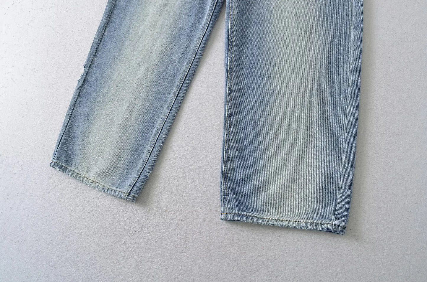 American Retro Cuffed High Waist Slimming Casual Denim Jeans Women's Autumn Versatile Loose Straight Leg Floor-Length Pants