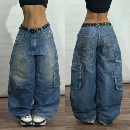 2025 Fashion New Oversized Pattern Printing Baggy Jeans Men Y2K Street Vintage Rock Casual Straight High Waist Wide Leg Trousers