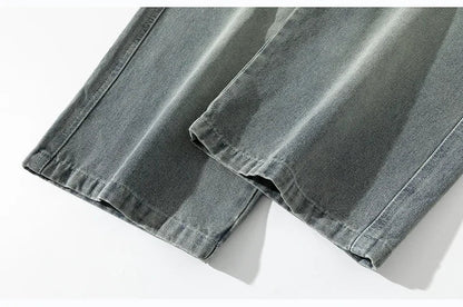 2026 New Wide Leg Washing Jean Pants Men Trousers Neutral Solid Color Loose Casual Fashion Pocket Cargo Pants Big Size 8XL