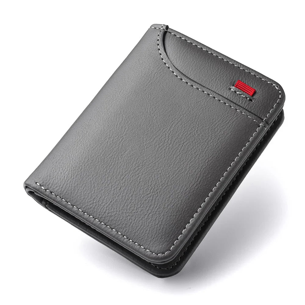 Men's Vertical Slim Wallet - Multi-Card Holder with ID Window, Compact Mini Card Bag for Youth & Students, Small Change Pocket
