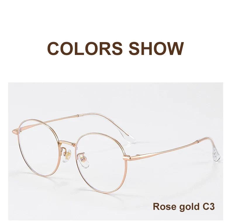 High Quality Round Ultra-light ALL Titanium Eyeglass Frames Women Myopia  Prescription Eyewear Reading Glasses 30821