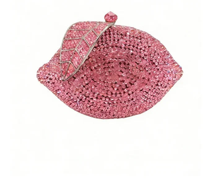 Green Lemon Shaped Rhinestone Handbags for Cocktail Party Women Gorgeous Crystal Wedding Bridal Cutch Purse Evening Bags