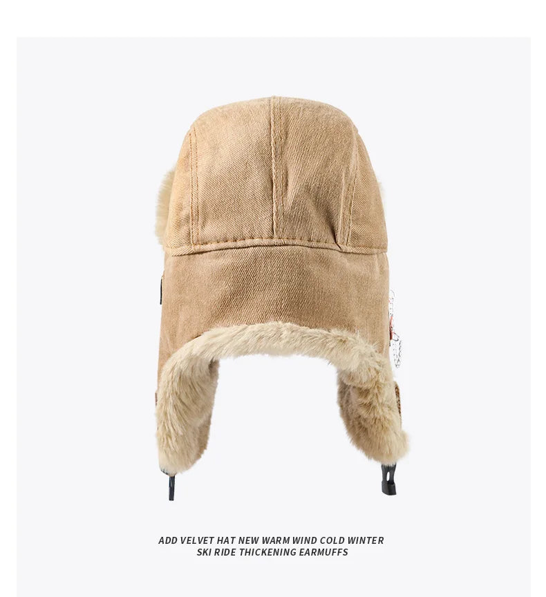 Bomber Hat Men Women Thick Warm Russian Ushanka Fur Hat Fashion Male Female Winter Hat Black Grey Earflap Ski Russian Cap