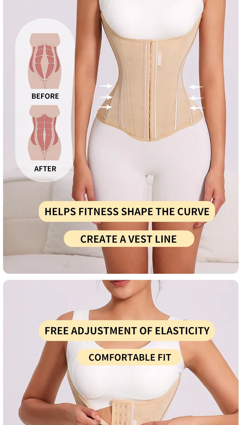 U-shaped Waist Trainer Corset Workout Body Shaper Breast Lifted Waist Trainer Soft Steel Bone Slimming Women's Shapewear