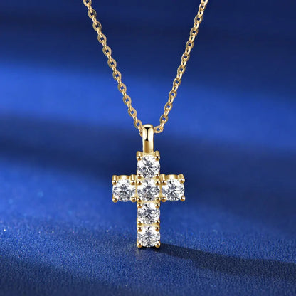 GRA Certified 3.5MM Moissanite Cross Pendant Necklaces for Women S925 Sterling Silver Clavicle Chains Fine Jewelry Gift