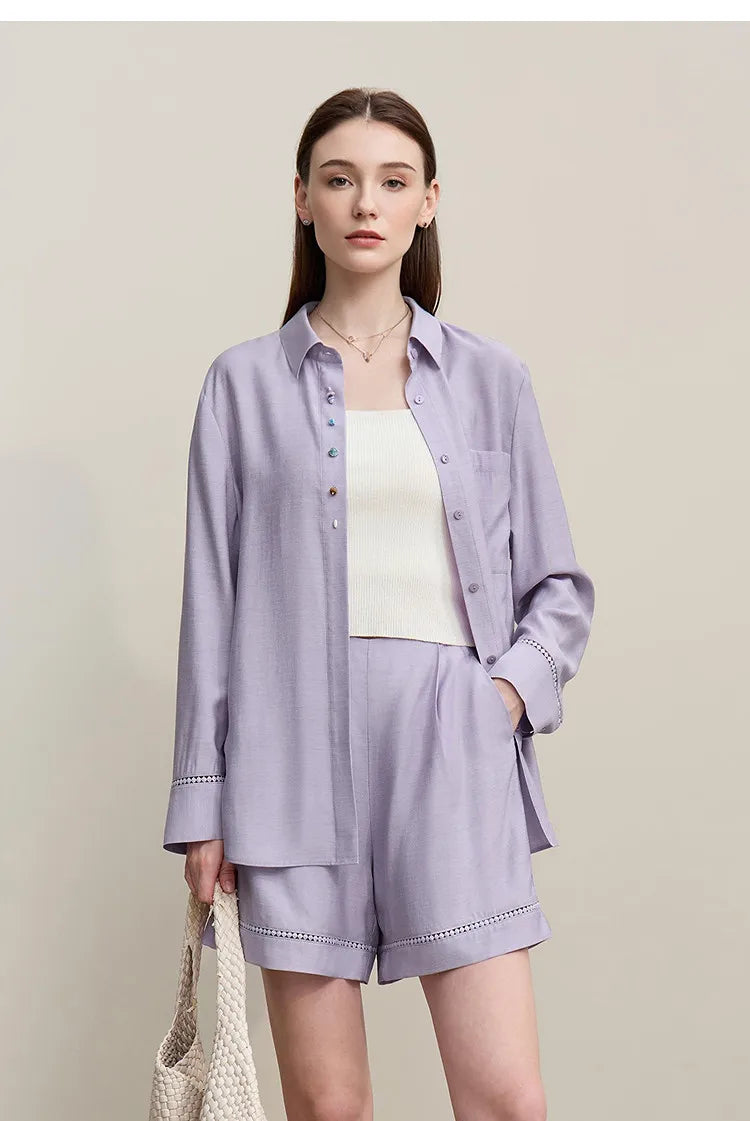 Woman Trousers 2026 Autumn New Hollow Lace Loose Shirt Separate Casual Shorts Versatile Wide-leg Women's Pants 12641014