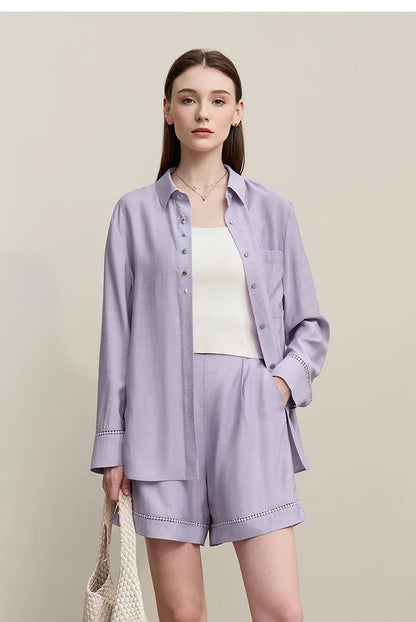 Woman Trousers 2026 Autumn New Hollow Lace Loose Shirt Separate Casual Shorts Versatile Wide-leg Women's Pants 12641014