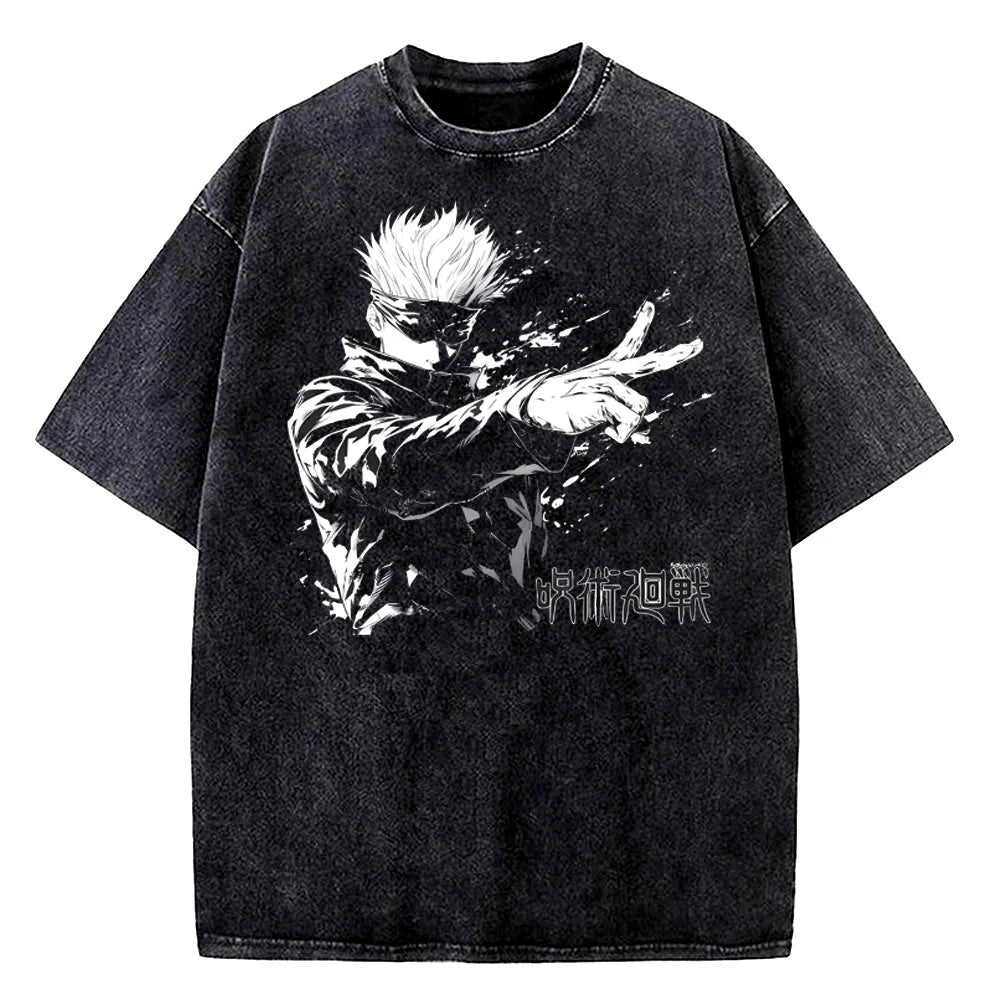 Anime Jujutsu Kaisen Choso Print T Shirt Men Women Y2k T-shirts Vintage Washed Cotton Tee Harajuku Male Short Sleeve Tshirt