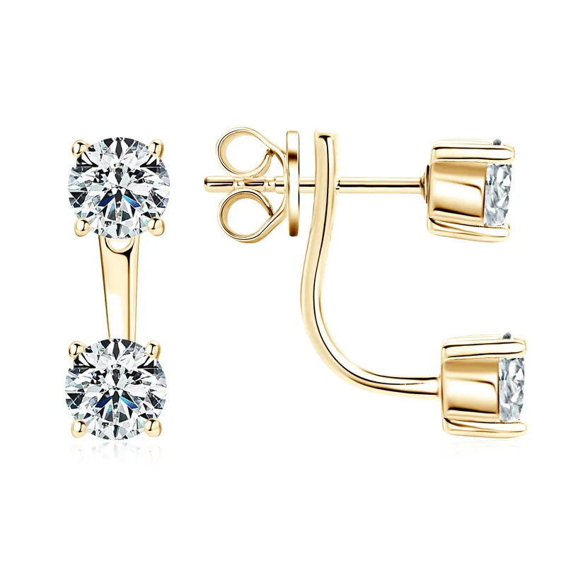 2 in 1 Full D Color Moissanite Stud Earrings for Women S925 Silver 4.6cttw All Diamond Earring Pierced Ear Fine Jewelry