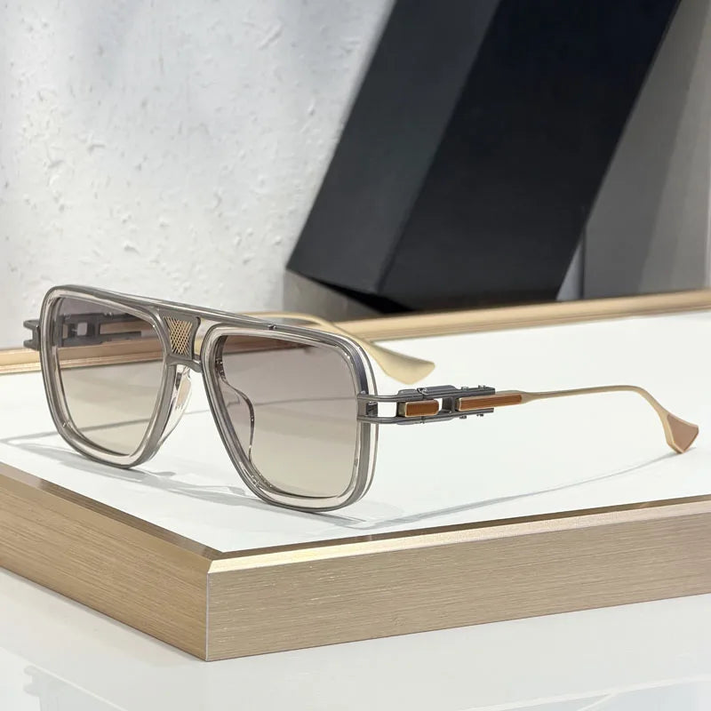 460 Square Alloy High Quality Sunglasses GRAND-DECADE TWO for Men Women Luxury Fashion Brand Design UV400 Eyeglasses with Case