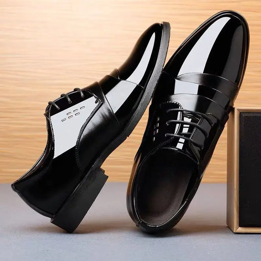 Men's Spring Casual Leather Shoes Business Formal Footwear Fashion Versatile Lace-up Dress Shoes for Youth