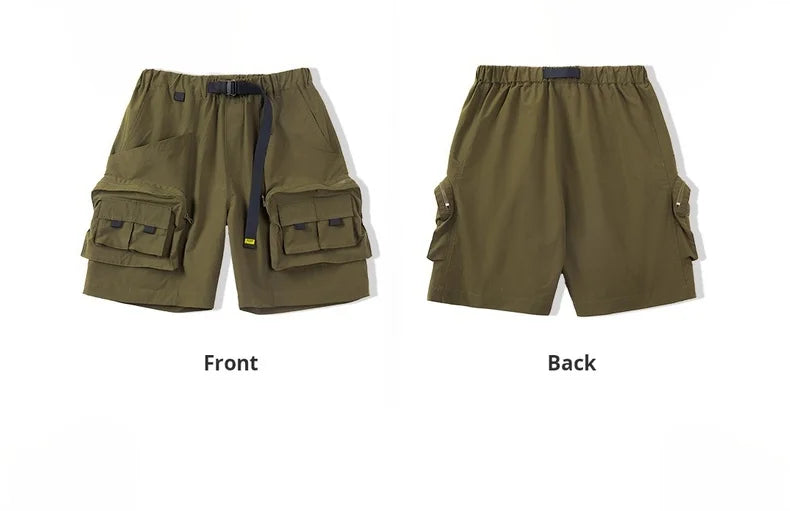 Outdoor Tactical Shorts Men's Summer Lightweight Multi-Pocket Adjustable Waist Cargo Shorts Green Hiking Casual Bottoms