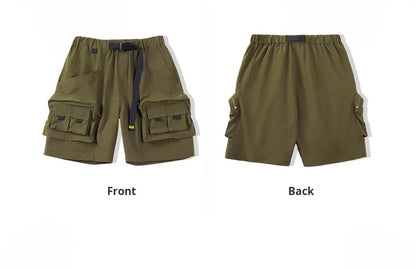 Outdoor Tactical Shorts Men's Summer Lightweight Multi-Pocket Adjustable Waist Cargo Shorts Green Hiking Casual Bottoms