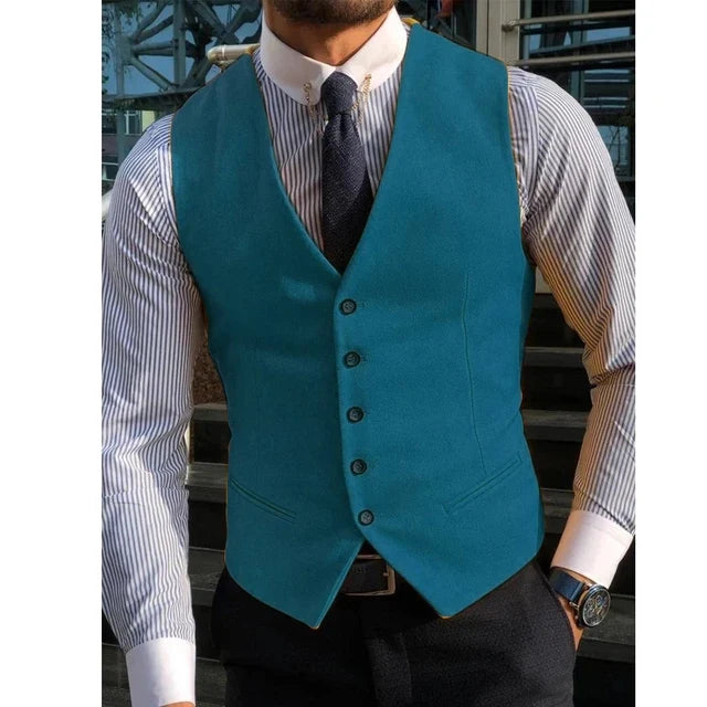 New Arrvial Men Vest Classic Cotton Blended Slim Fit Formal Suit Waistcoat  Vest Men Busoness