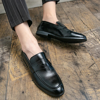 2026 Spring and Autumn Loafers Men Slip-On Business Formal Casual Shoes Brown MenShoes Leather Men Dress Shoes Large Size 38-48