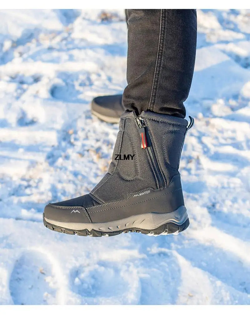 Waterproof Men Women Snow Boots High Top Ankle Winter Boots Platform Warm Plush Man Cutton Shoes Outdoor Non-slip Snowboots Male