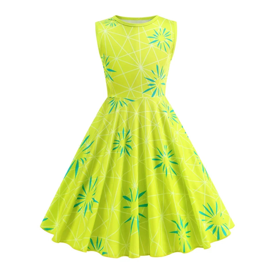 Cartoon Movie Cosplay Costumes Halloween Girls Joy Sadness Dress Kids Print Frocks Children Soft Sleepwear Carnival Sets