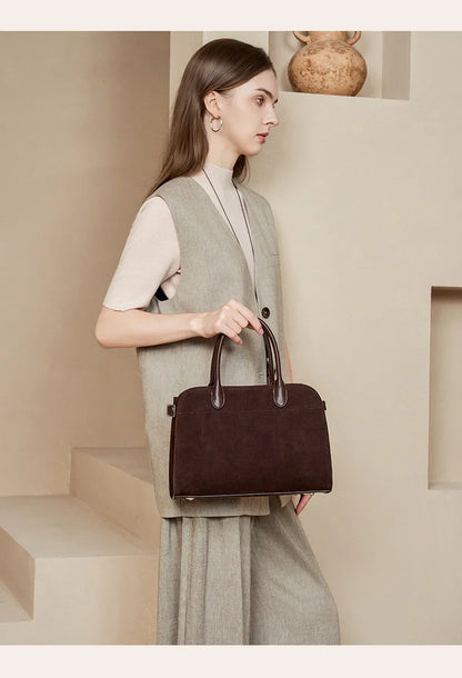 2026 Fall Winter Suede Leather Spacious Crossbody Tote Bag Simple Commuting Handheld Single Shoulder Bag Premium Women's Handbag