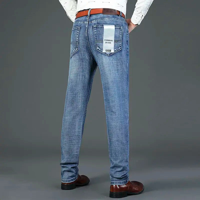 Models Spring Autumn Business Jeans Men Casual Straight Stretch Fashion Classic Work Denim Trousers Brand Clothing