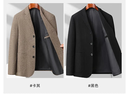 Mens Blazer Fashion Business Handsome Gentleman Korean Version of British Style Leisure Slim Solid Color Wedding Work Blazer