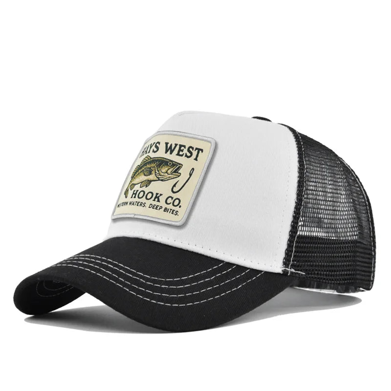 High Quality Fishing Embroidery Baseball Cap for Men Women Outdoor Fishing Snapback Mesh Hat Breathable Sunshade Dad Trucker Hat