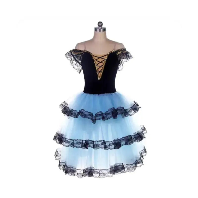 Professional Ballet Romantic Tutu Long Skirt Black Red Spain Dress Girls Adult Children's Performance Ballet Clothes For Women