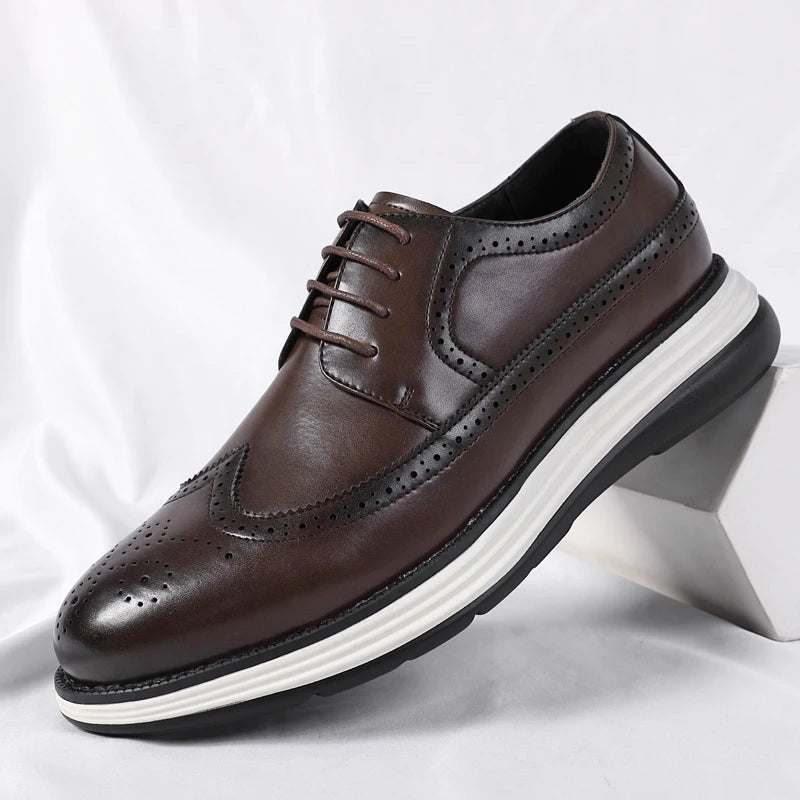 High End British Style Office Business Dress Shoes Men's Casual Leather Thick Soled Simple Walking Shoes Fashion Oxford Shoes