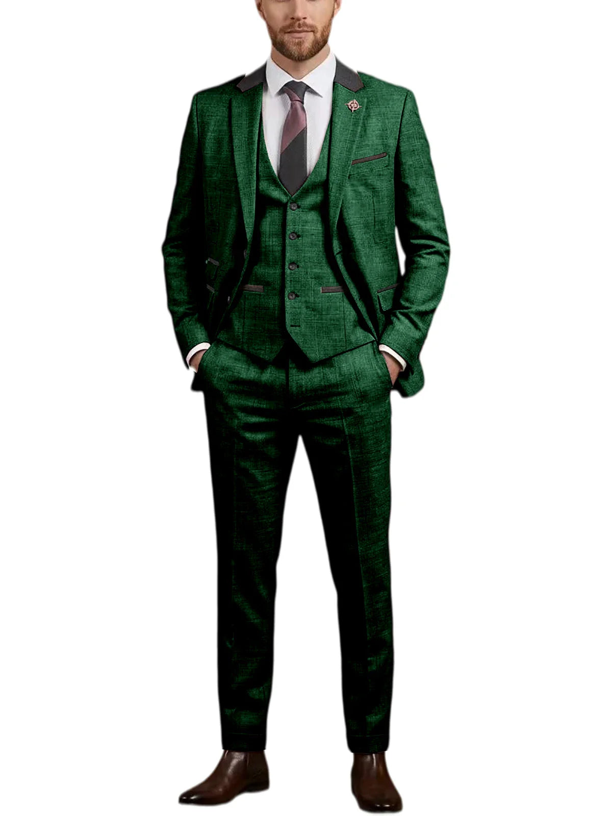 Men's Linen 3 Piece Suit Notch Lapel 2 Buttons Slim Fit Blazer Vest Pants Set Breathable Lightweight For Groom Business Casual