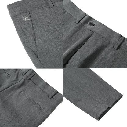 Autumn Winter New Embroidered Business Formal Pants Men Fashion Wedding Slim Fit Trousers High Quality Solid Social Suit Pants