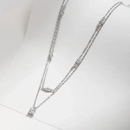 Moissanite D Color Double Layer Pendant Necklace 925 Sterling Silver Round Stylish Choker Necklace For Women Jewelry