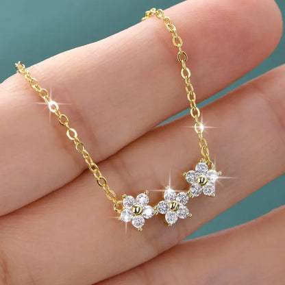 GRA Certified D VVS1 Moissanite Diamond Sweet Mini Flower Pendant Necklace for Women Chain Neck Jewelry Gifts Collares