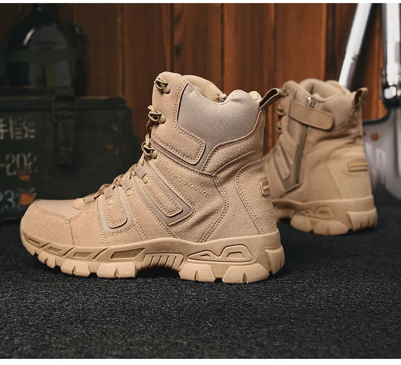 Men Hunting Hiking Shoes Brand Tactical Boots Waterproof Lace Up Desert Unisex Size Plus Army Boots Motorcycle Climbing Shoes