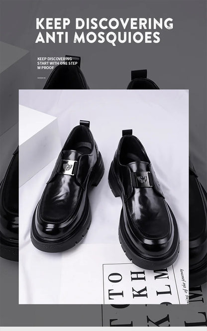 Spring Autumn New Increase Leather Shoes for Men Black Business Casual Platform Shoes Male Fashion High Quality Dress Shoe Man