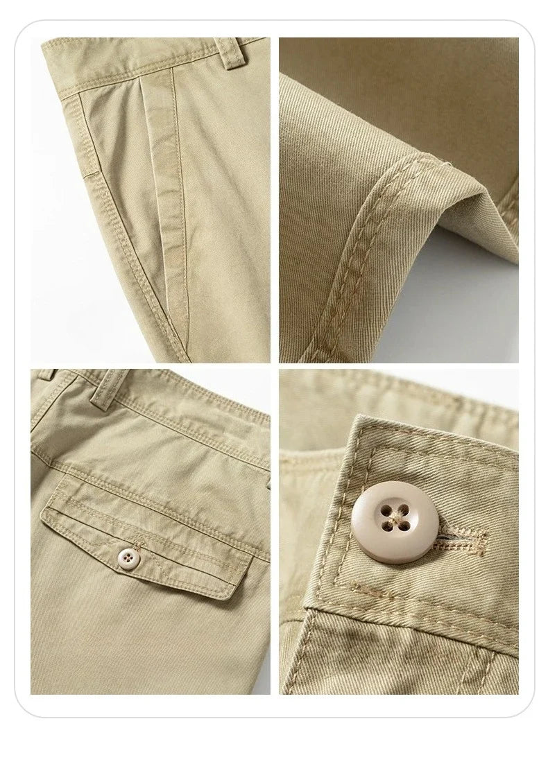 100% Cotton Straight Casual Pants Men's New Cargo Pocket Fashion Brand Comfortable High Quality Business Male Pants
